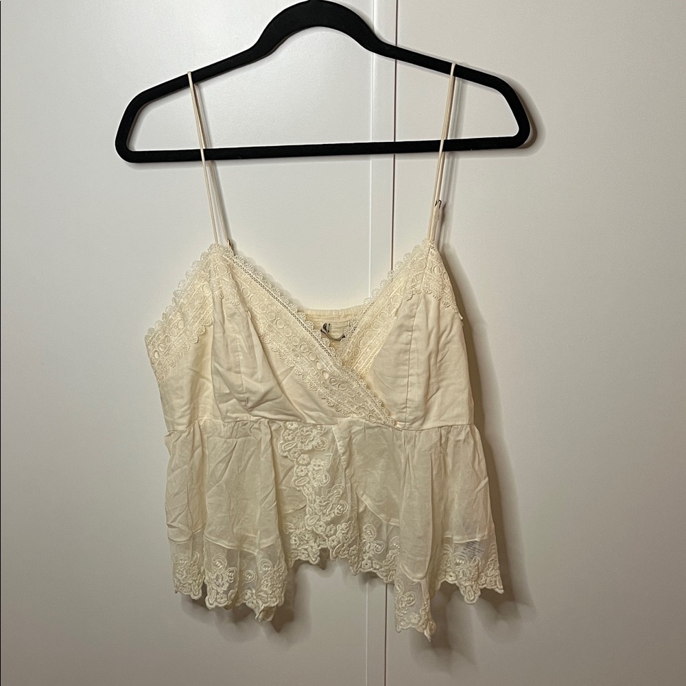 Abercrombie & Fitch Ivory Lace Detail Top